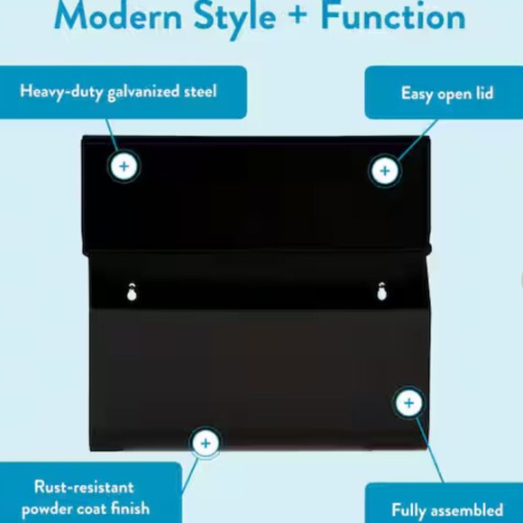 NEW! Gibraltar Woodlands Black, Medium, Steel, Wall Mount Mailbox - Picture 14 of 15